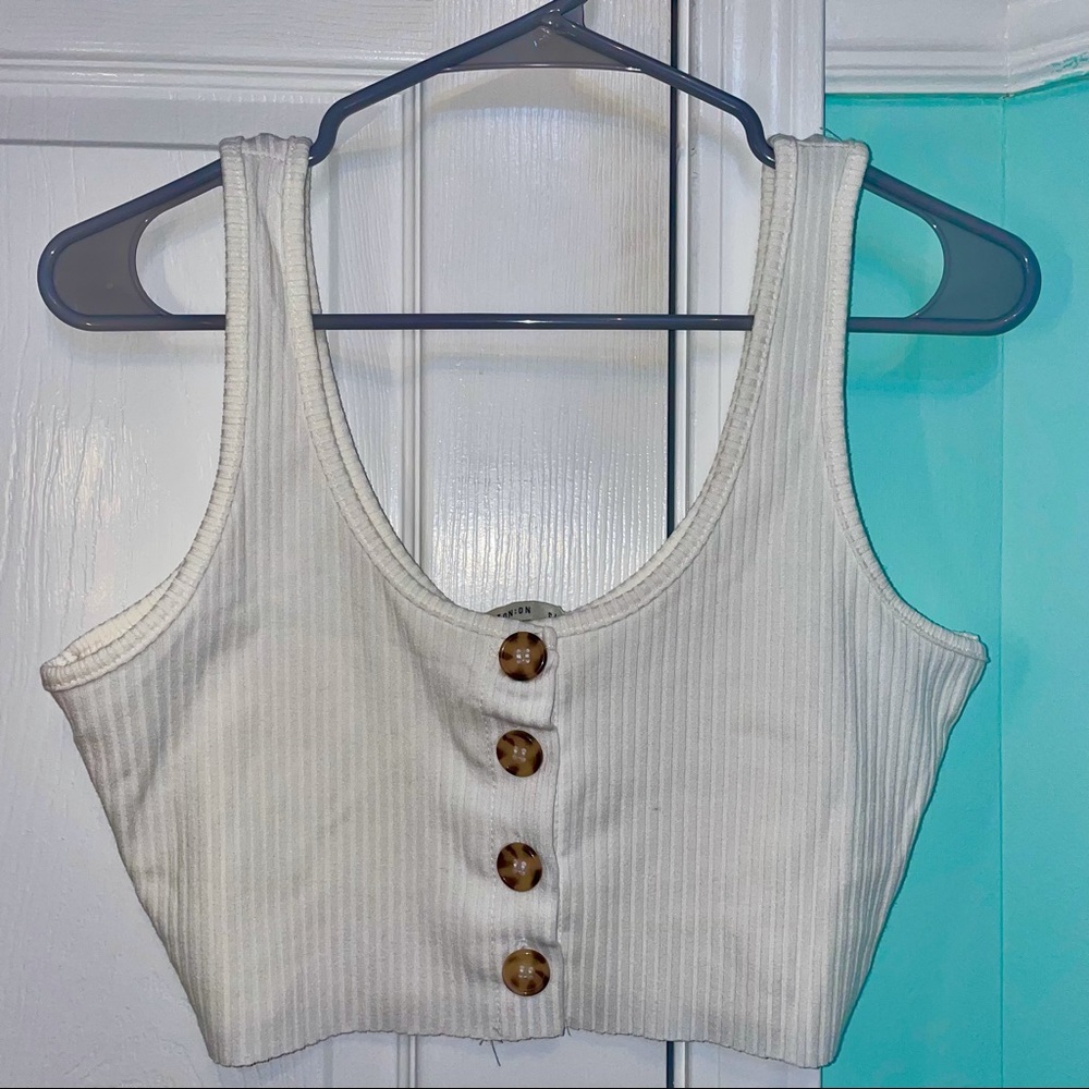 Cotton On Pia Placket Crop Tank Gardenia Size S